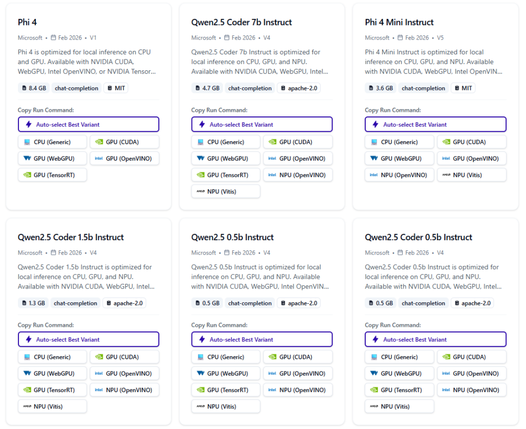 microsoft-foundry-local-models Microsoft supports a wide range of foundry AI models